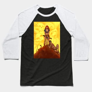 Red Sonja on a spoof of Frazetta's classic Conan Baseball T-Shirt